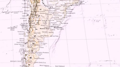 Close Up Shot of South American Map