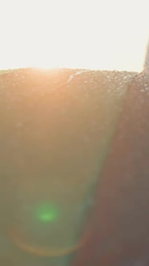 Hues of Parasol Stand Out Against Gray Sky