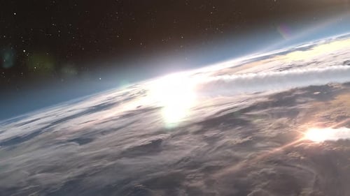 Asteroiden dringen über den Wolken in die Erdatmosphäre ein