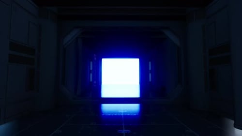 Corridor Alien Spacecraft Space Stars Lights 3 D Rendering Animat