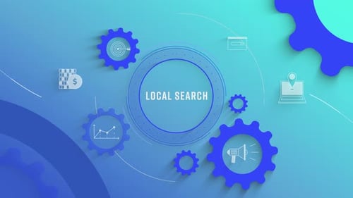 Infographie plate, coloriser les Icones, arrière-plan, recherche locale, animation en boucle