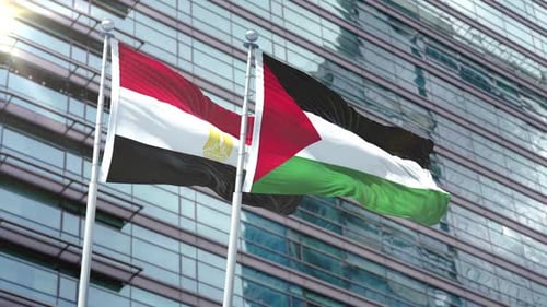 Bandera de Egipto y bandera de Palestina