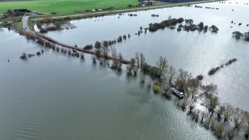 Flooded Road in the Uk After Heavy Rain Causes Localised Flooding