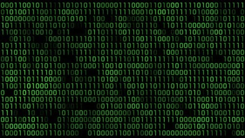 Matrix green binary code streaming animation
