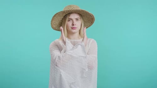 No Never Young Woman Rejecting Gesture Stop Crossing Hands Ban Timeout