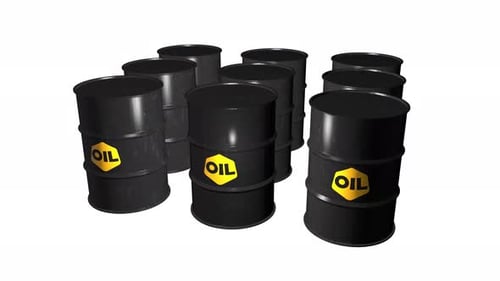 Crude Oil Barrels Production Storage 3D render concept