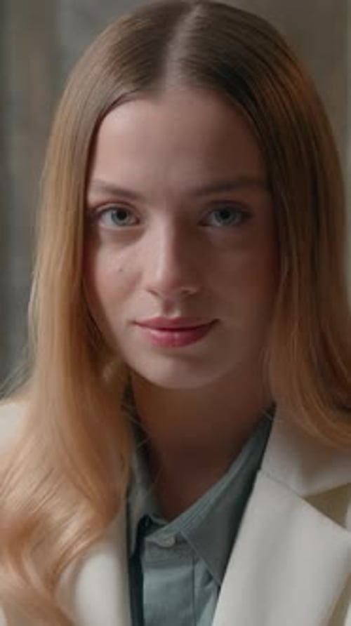 Portrait Caucasian Confident Business Woman Posing Indoors in Office Specialist Professional Agent