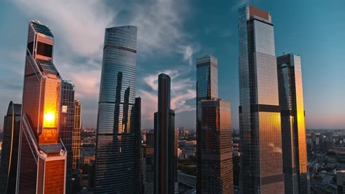 Aerial View of Skyscrapers Moscow City and Business District