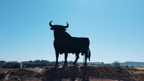 Epic aerial drone shot view of the bull of Osborne