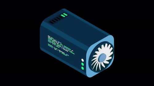 Isometric futuristic server animation. Isometric database or data center. Abstract blockchain