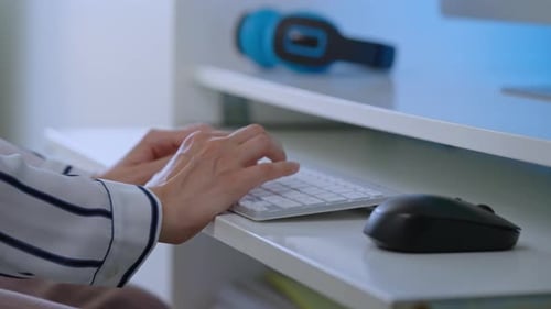 Business Woman Works on Computer