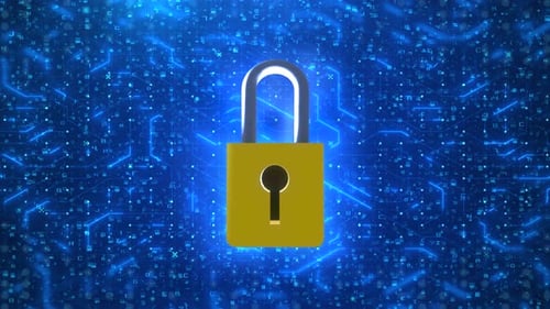 Symbole de verrou 3D doré : animation en boucle fluide pour la protection numérique et la cybersécurité