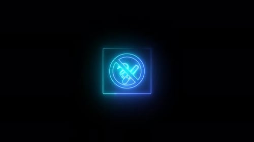 Placa de Neon Hazard animada. Fundo brilhante do símbolo Hazard
.