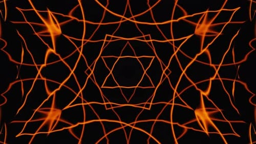 Abstract Orange Neon Pentagramm Vj Loop Animation