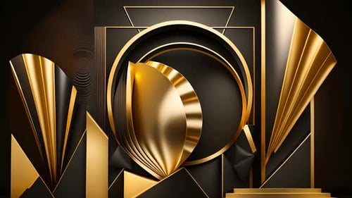 Luxurious Gold and Black Geometric Abstract Motion Background