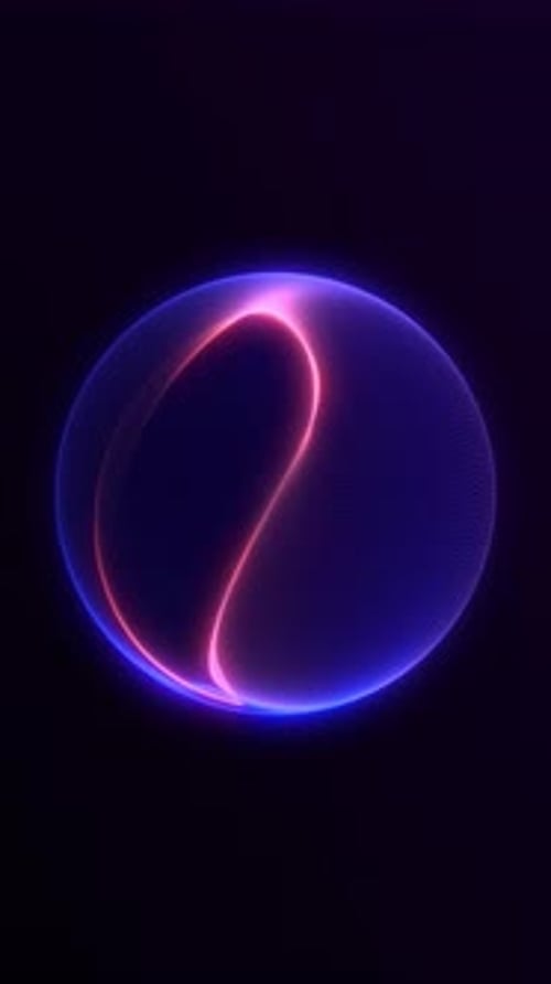 Looping vertical glowing gradient sphere with smooth flowing neon motion