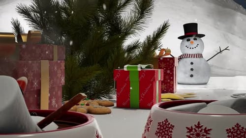 Christmas And New Year Background With Decorations And Present