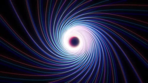 Abstract Glowing Circle Shape Animation On Black Background. Round Shape Glowing Neon Line Motion