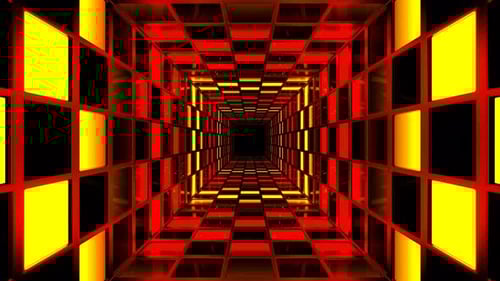 Red And Yellow Bright Square Screens Tunnel Background Vj Loop In 4K