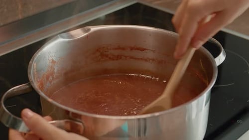 Sauce Cooking in a Pan on the Stove