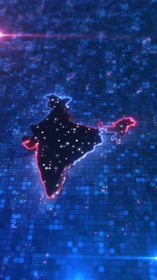 Digital Map of India with Glowing Network Connections