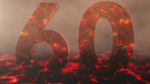 Lava Themed Hot Burning Number 60 Over a Volcanic Molten River