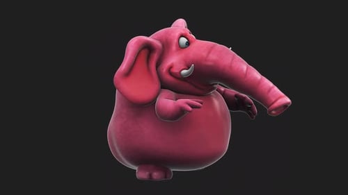 Fun 3D cartoon elephant talking (with alpha channel)