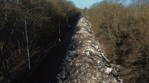 Waste on abandoned highway in Belgium caused by natural disaster