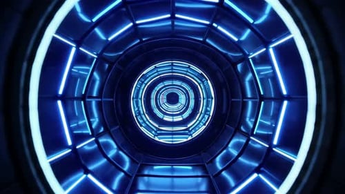 Glowing Blue Futuristic Sci-Fi Tunnel Loop