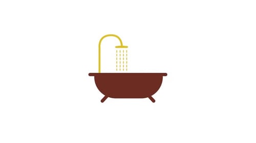 Animated Flat Design Shower and Bathtub Icon