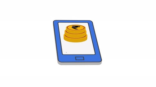 Mobile Phone Financial Growth Animation with Rupee Coins