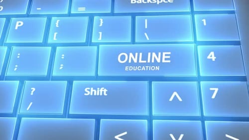 Futuristic Computer Keyboard Online Education Text on Key