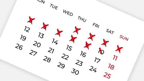 Animated Calendar Days Marked Off with Red X