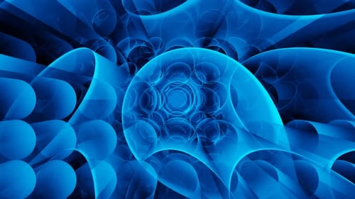 Abstrakter transparenter blauer Kreise Tunnelschleifen-Animationshintergrund