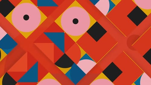 Animated Colorful Background with Moving Contrasting Figures Seamless Loop