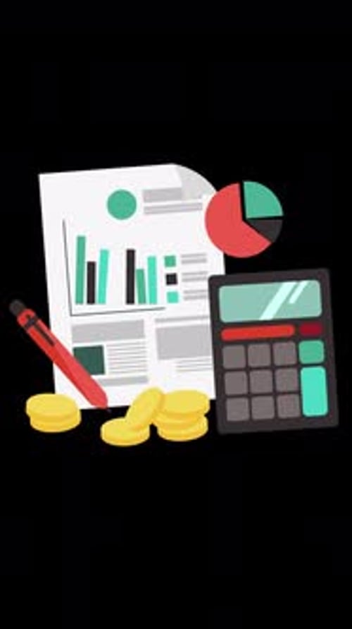 Éléments financiers volant dans les airs Vertical Alpha Channel