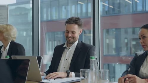 Group Meeting of Businessman People in Office Company Meeting for Brainstorm in Big Office Ceo