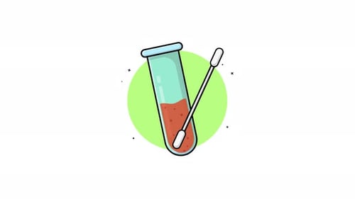 Flat Design Test Tube and Swab Sampling Animation