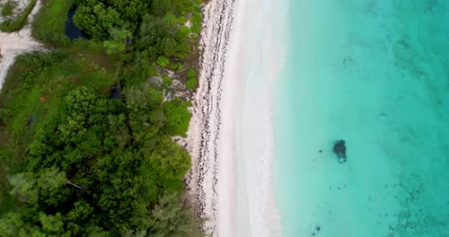 Aerial Footage of white sand beach in the Caribbean