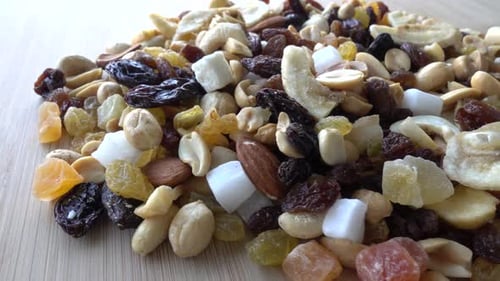 Fondo de frutos secos en rotación