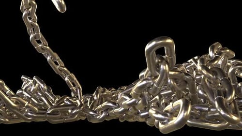 Dynamic Falling Golden 3D Chains Animation