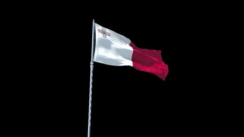 Realistic Waving Malta Flag on Alpha Background
