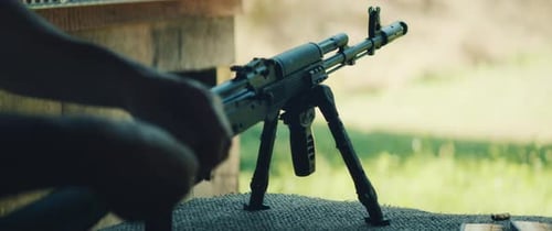 Rifle Loading with bullets Outdoors