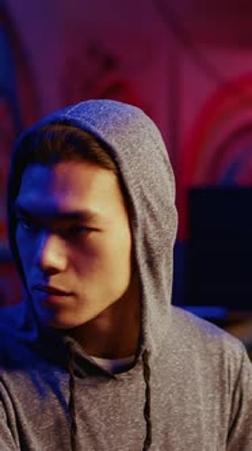 Vertical Video Precautious Hacker Hiding in Bunker