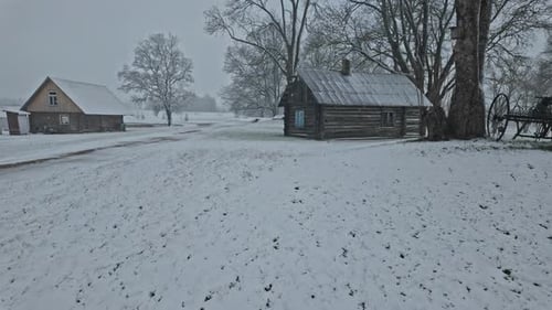 A winter wonderland cabin retreat in the snowy forest