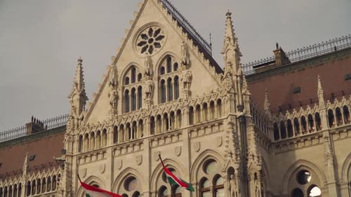The Facade Of The Iconic Parliament Building In Budapest Hungary With Stunning Architectural Histori