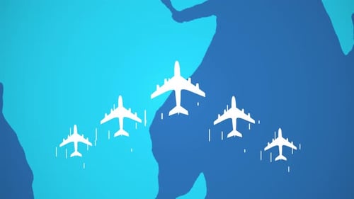 Animated Airplanes Flying Over World Map