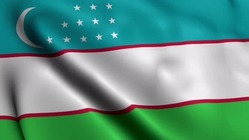Realistic Waving Uzbekistan Flag Animation Loop