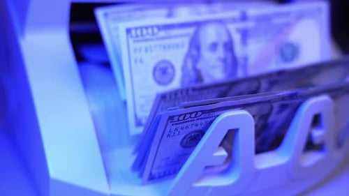 Cash bill counter money machine for banknotes. Money dollar counting machine.