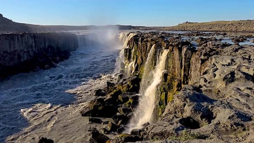 Beautiful Waterfall Flowing in the Daytime